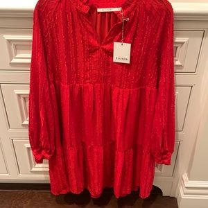 Ellison red long sleeve shift dress